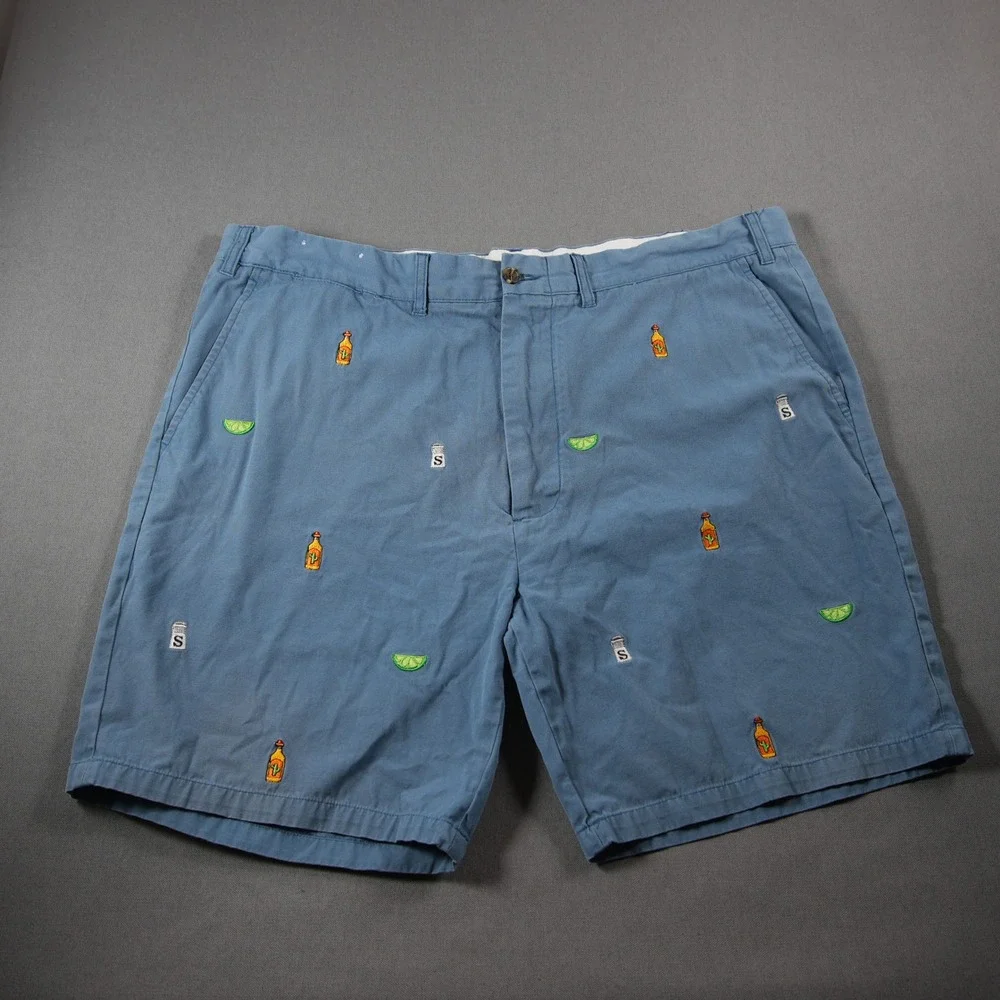 Castaway Tequila Lime Salt Embroidered Vacation Fun Costal Chino Men Shorts 40